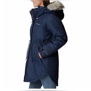 NWT Columbia Womens Suttle Mountain Faux-Fur Trimmed Mid Jacket, size medium
